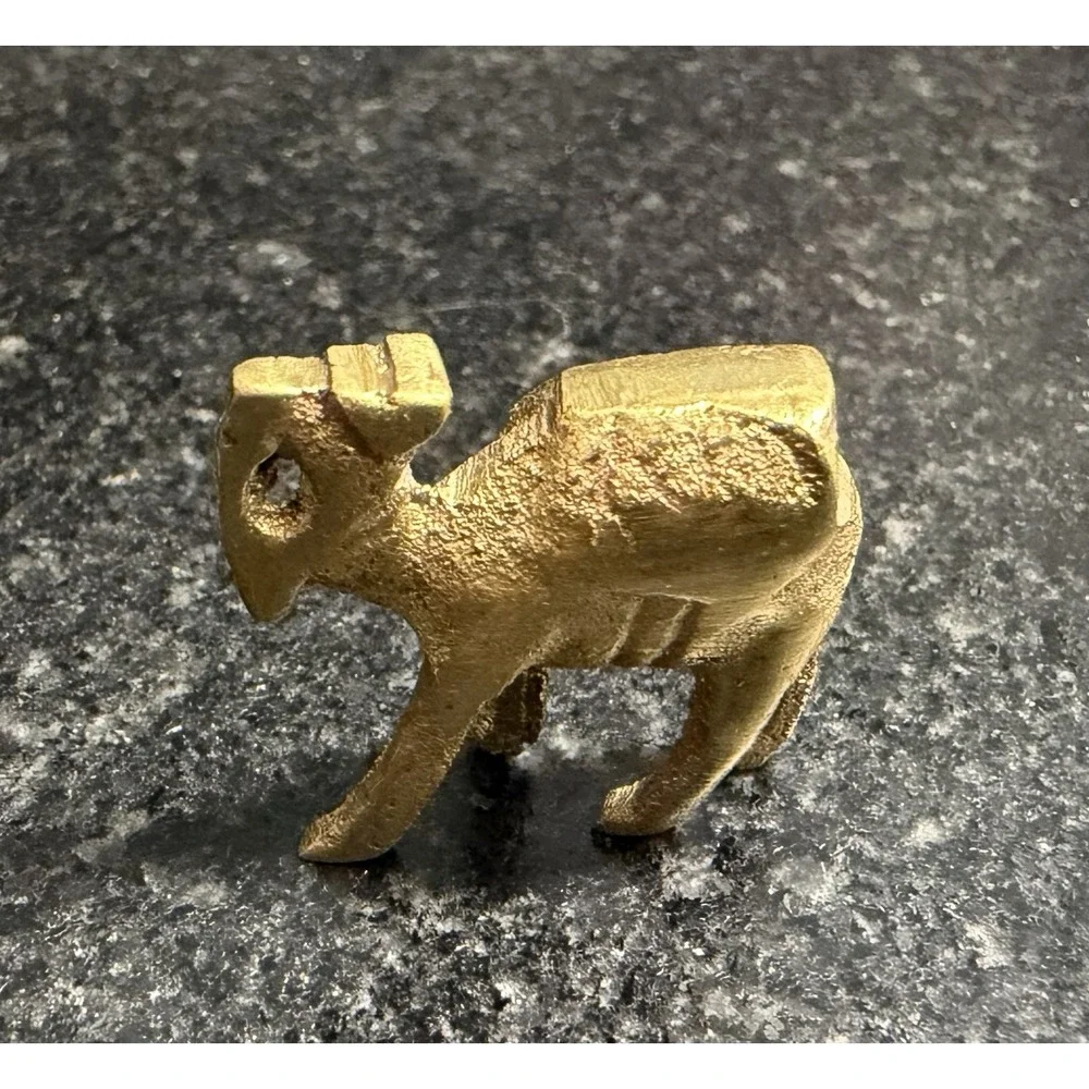 Vintage Mini Brass Elephant & Camel Figurines Pair Unmarked Brass 1
